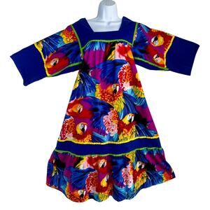 Vintage Krist Gudnason midi MuuMuu house Dress Floral Colorblock Boho Pockets L